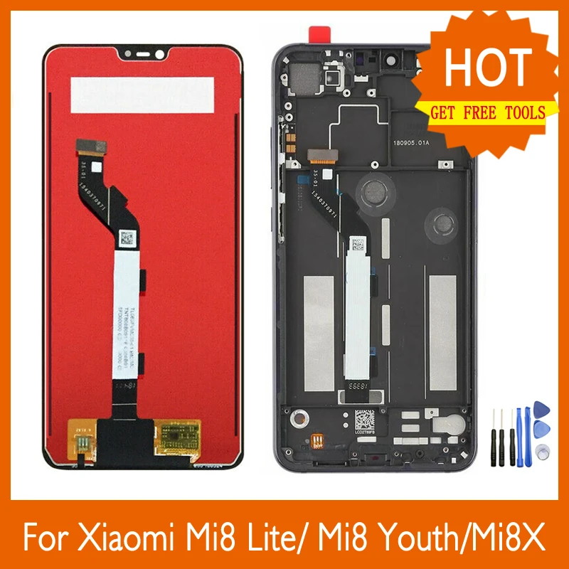 Для Xiao mi 8 lite полный ЖК дисплей с рамкой сенсорный экран дигитайзер для 8x сборка Lite