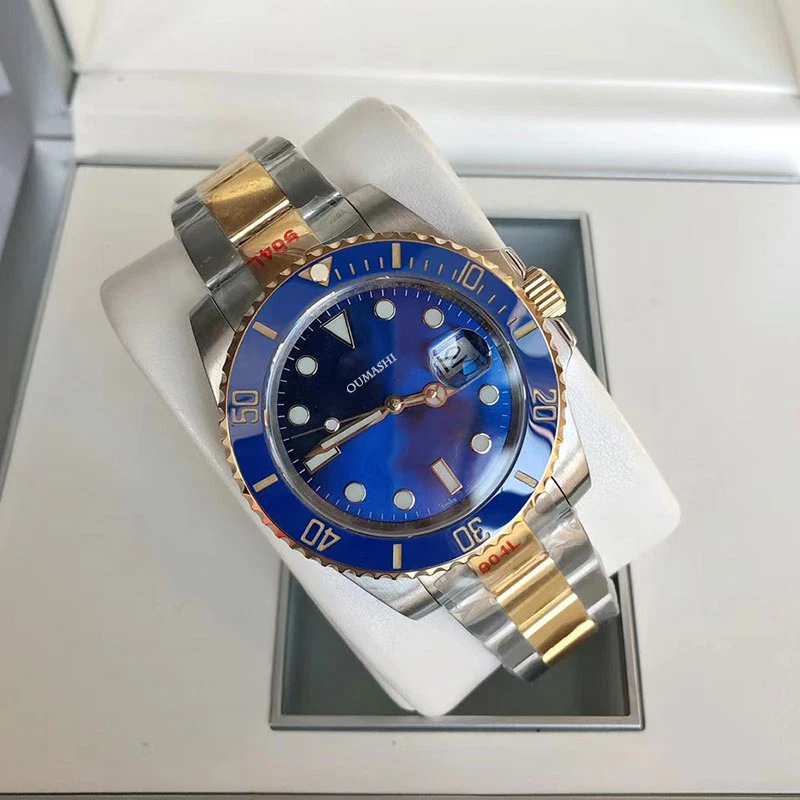 

Мужские механические часы Miyota 8215 Move t с сапфировым стеклом, Мужские автоматические часы, светящиеся водонепроницаемые синие часы из нержаве...