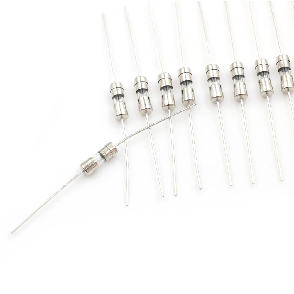 

10Pcs/lot 250V Double iron cap Axial Slow Glass fuse with lead wire Mix Set 1A/1.5A/2A/3A/5A 3.6*10mm Wholesale