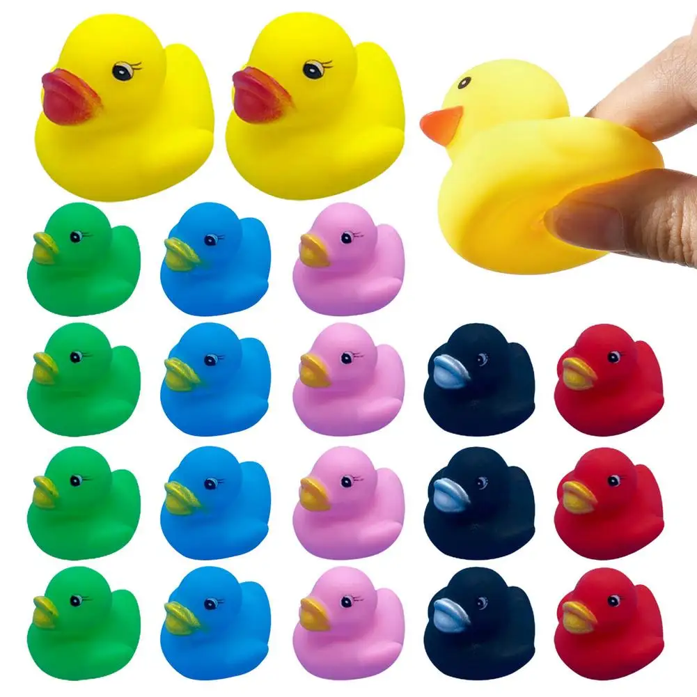

20pcs Mini Rubber Ducks Cute Baby Shower Toys Squeak Floating Ducks Water Fun Game Playing Newborn Boys Girls Toys For Children