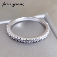 pansysen 100 solid 925 sterling silver round circle finger rings for women wedding engagement fine jewelry ring wholesale gift