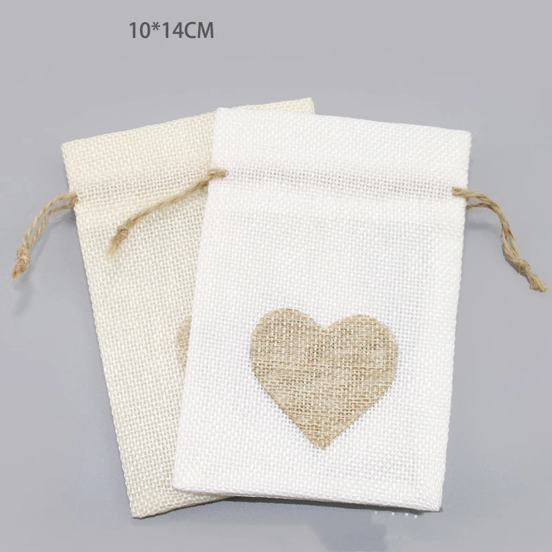 10x14cm Vintage Linen Drawstring Bag Natural Burlap Christmas Party Gift Bags Wedding Candy Bags Jute Gift Jewelry Pouch images - 6