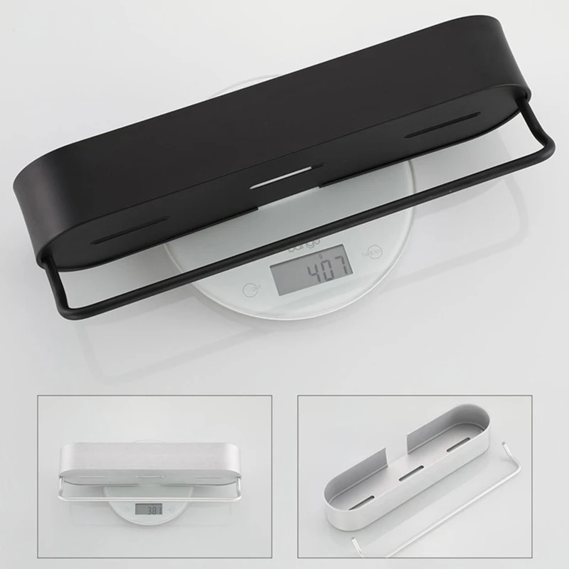 

T8NA 30/40/50/60cm Bathroom Wall-mounted Punch-free Storage Shelf Towel Holder