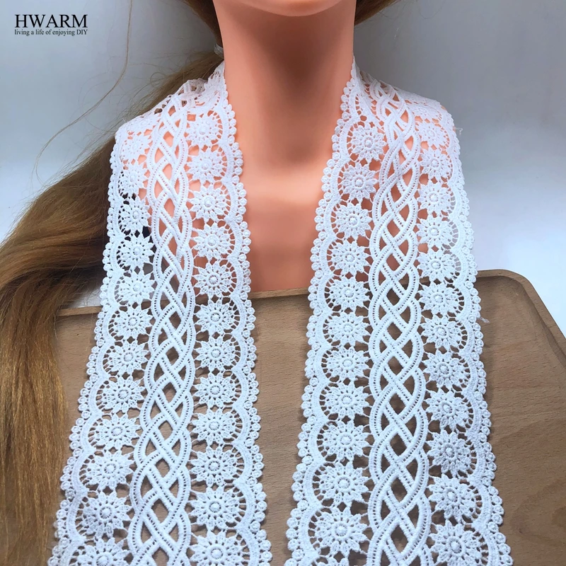 5 ярдов 10,2 см свадебное украшение кружевная ткань лента для декора DIY юбка одежда аксессуары штрих-код молочной геометрической решетки вышивка.