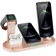 Labobbon 15W Wireless Charger Stand Dock  4 in 1 For Apple Watch 6 5 4 iPhone 12 11 X XS MaxXR 8 Airpods Pro Qi Fast L07