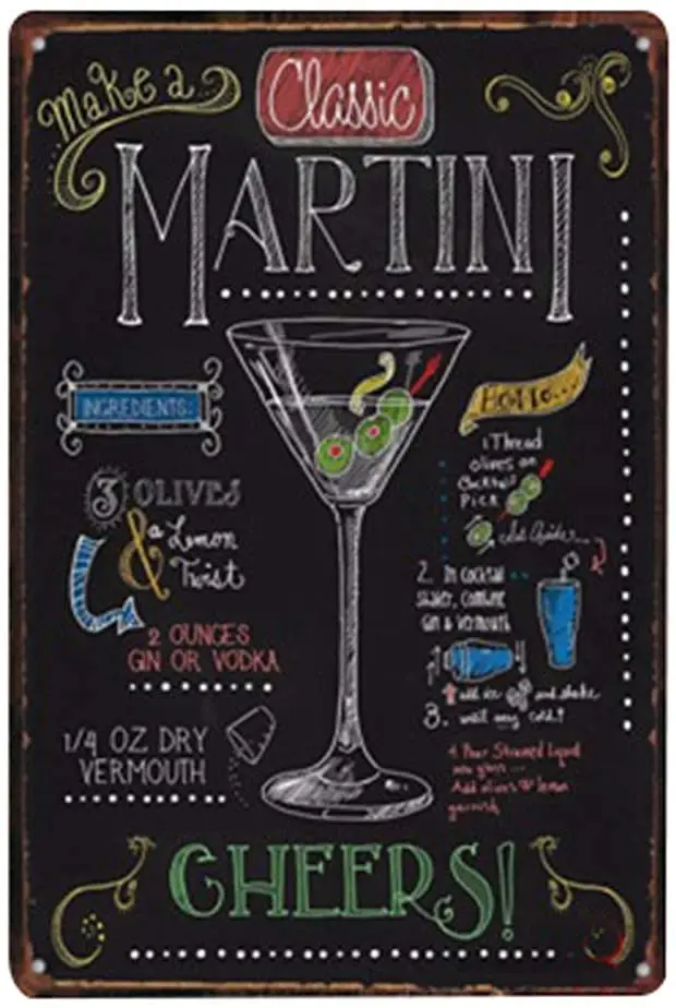 

Lumanubi. Retro Metal Painting Home Decor Cafe Bar Advertising Tin Sign Metal Wall Art Sign Cocktail Series Tin Poster