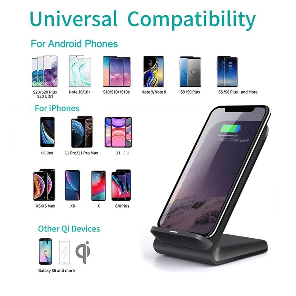 30w qi wireless charger for iphone 13 12 11 xs x xr 8 type c fast charging dock stand for samsung s21 s20 s10 phone quick charge free global shipping