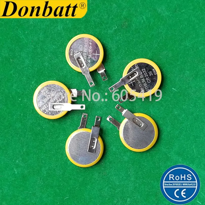 50 шт./лот SMD Tab CR2032 3v литиевая батарея кнопочного типа горизонтального и
