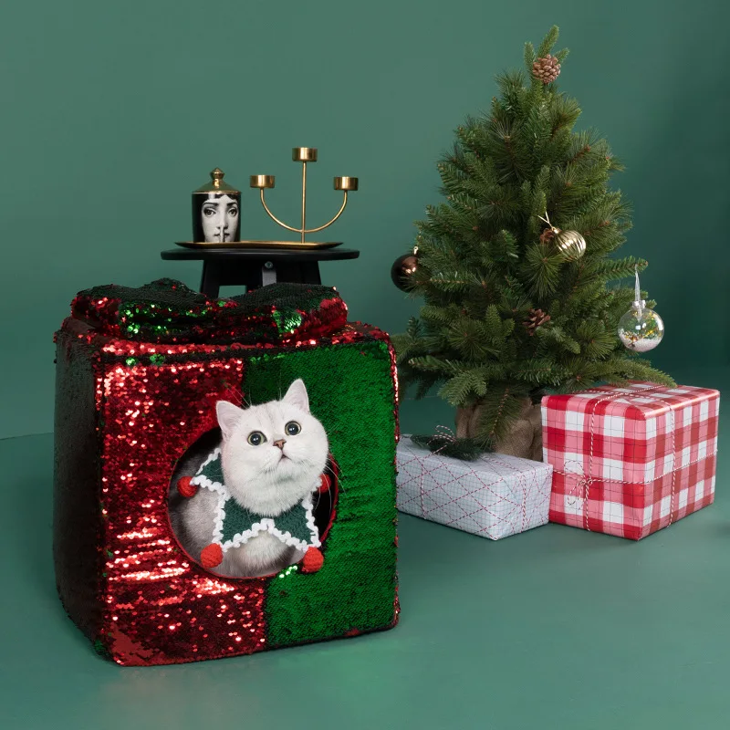 

Cat Sequin Gift Box Cat Litter Four Seasons Universal Cat House