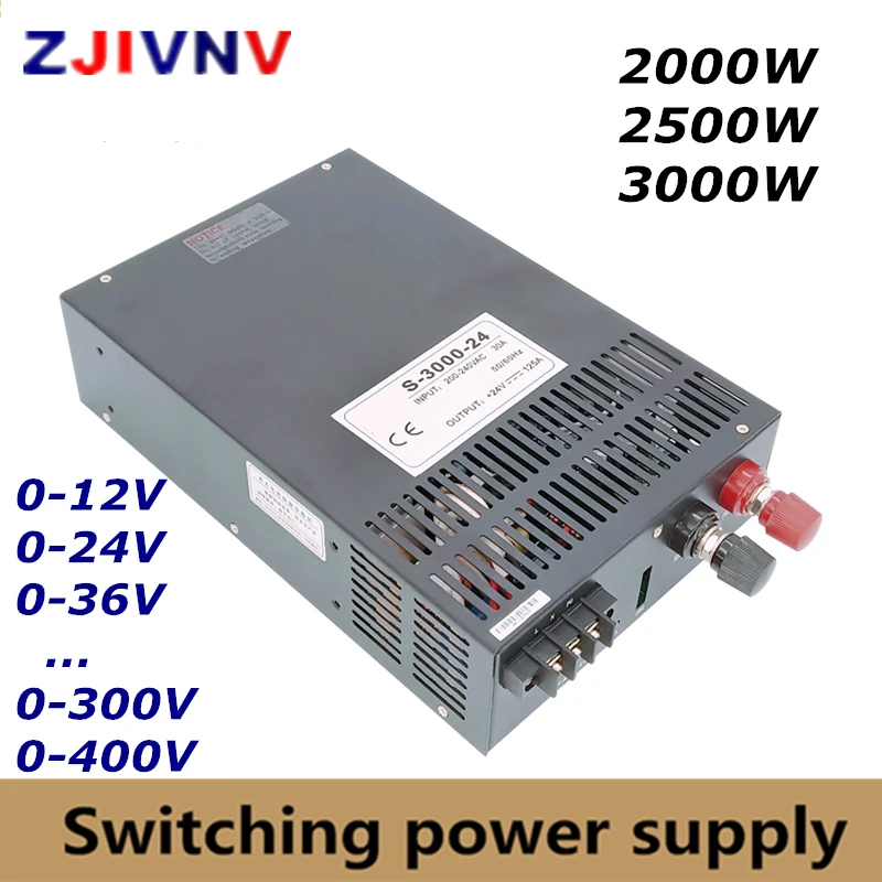 2000W 2500W 3000W Switching power supply 0-12V 24V 36V 48V 60V 80V 90V 110V 220V 300V 400V AC-DC voltage current adjustable