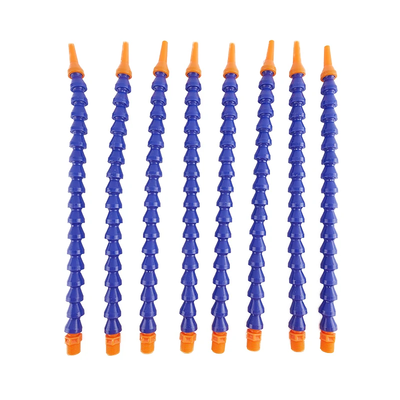 

10 Pcs Round Nozzle 1/4PT Flexible Oil Coolant Pipe Hose Blue Orange