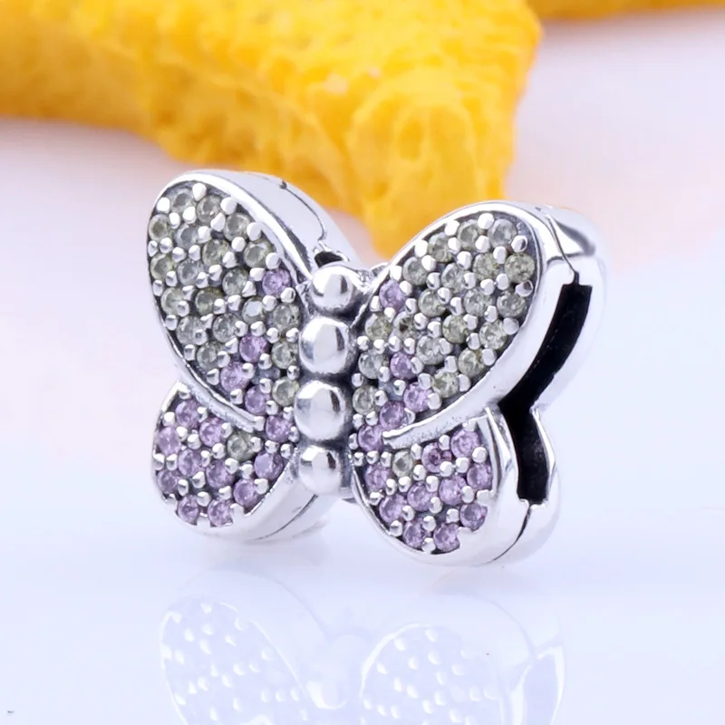 

Hot Sale Genuine 100% 925 Sterling Silver Reflexions series enchanted butterfly fixing clip Fit Original Bracelet