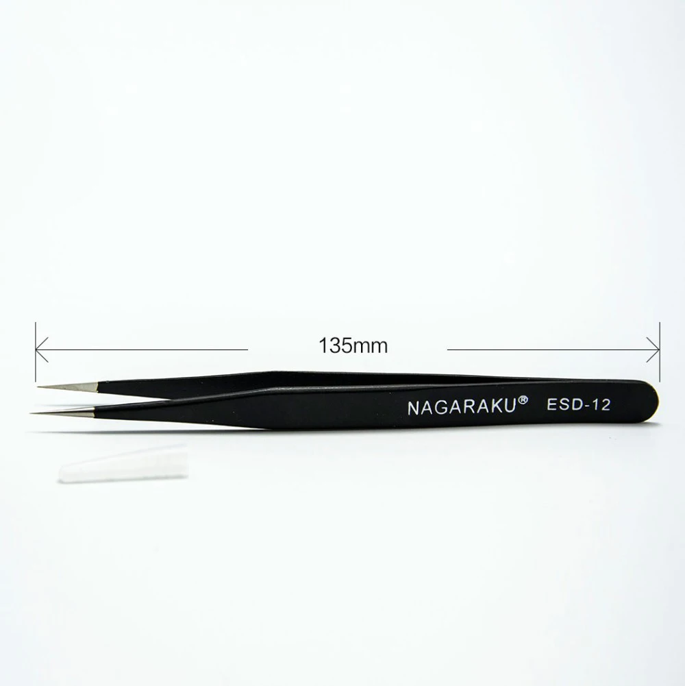 NAGARAKU набор из 2 предметов, ESD-12 и ESD-15, нержавеющие немагнитные, пинцеты для наращивания ресниц, пинцеты для ресниц, пинцеты для накладных ресниц