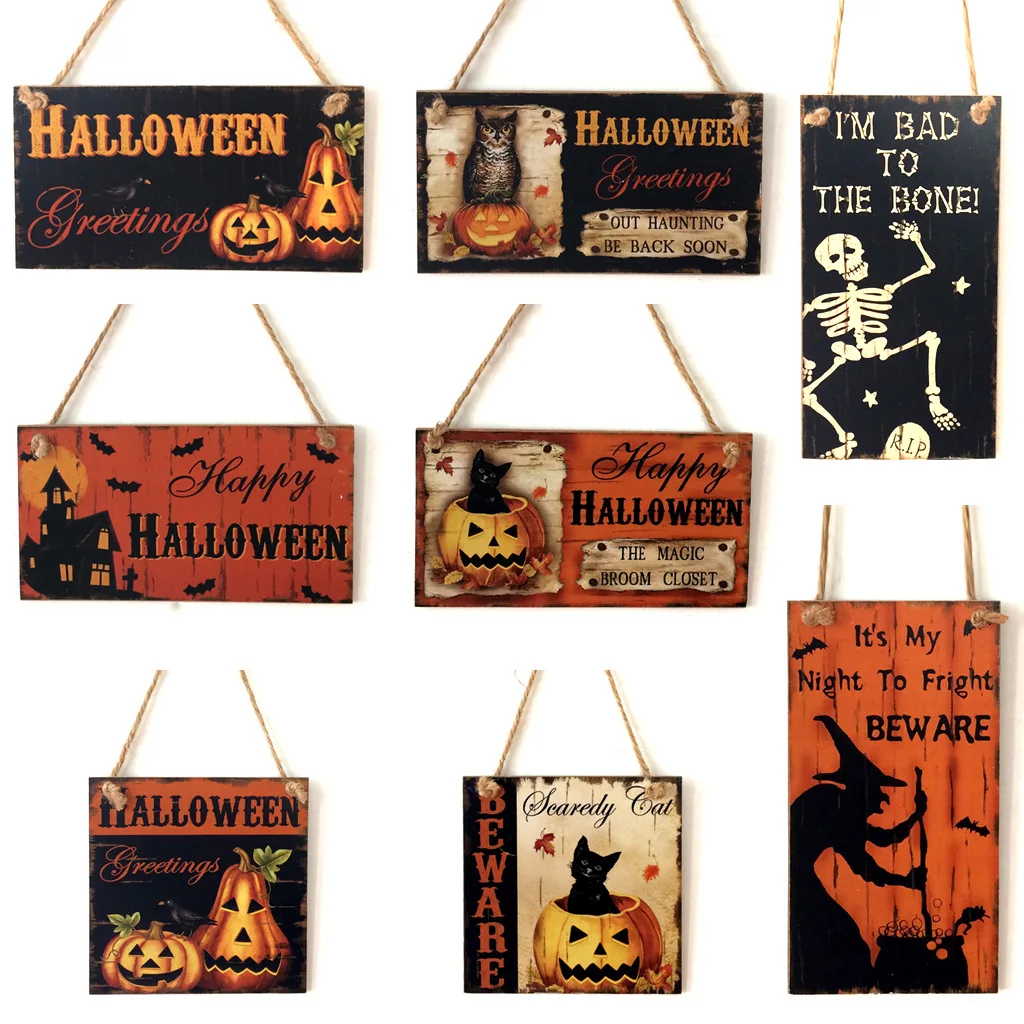

Wood Pumpkin Sign Hanging Halloween Wood Sign Wood Wall Decor for Autumn Fall Harvest Thanksgiving Halloween