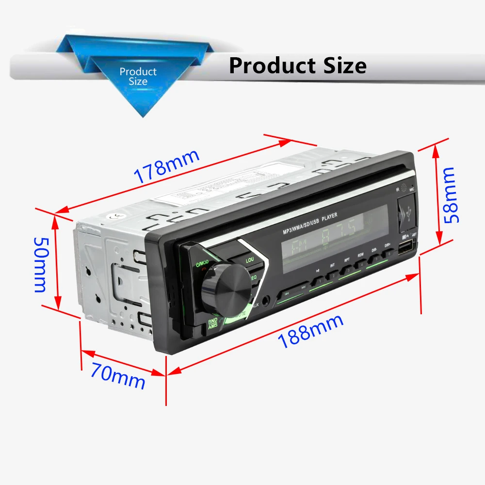 AUSEK автомобильное радио Bluetooth 1din Авторадио Aux вход приемник 12V стерео MP3