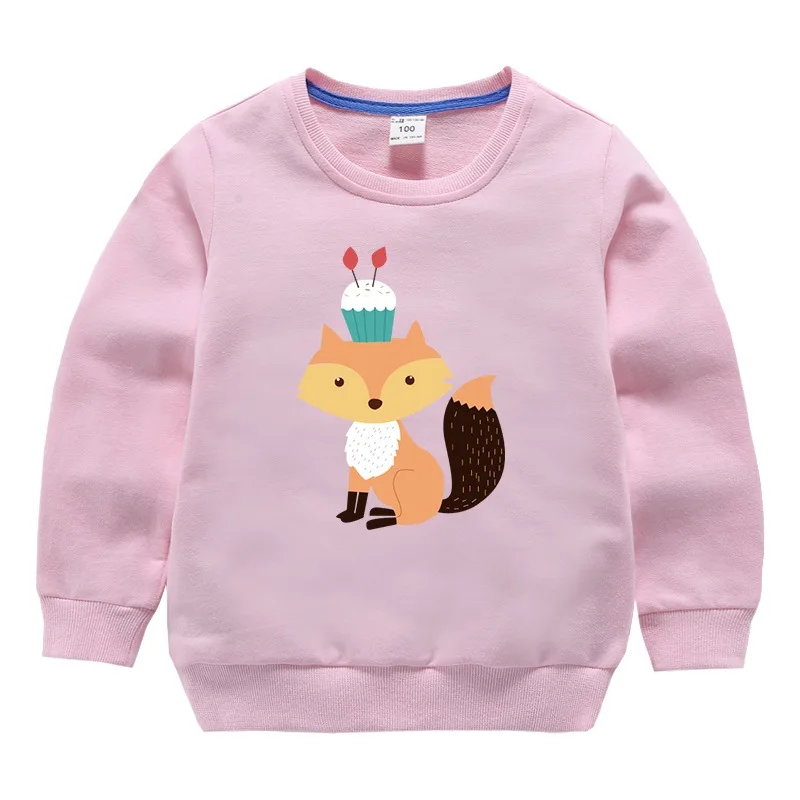 Fox Pink Свитер для малышей; детская одежда для мальчиков; Весна-Осень г.; пуловер с рисунком; Модная одежда для малышей; толстовки с круглым вырезом для девочек - Цвет: Fox Pink