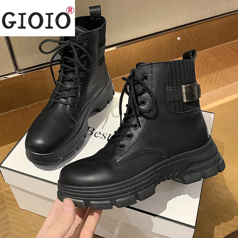 

New Chunky Boots for Women Fashion Round Tuo Women's Ankle Boots 2021 Winter Elastic Platform Martin Boots Boots Botas De Mujer
