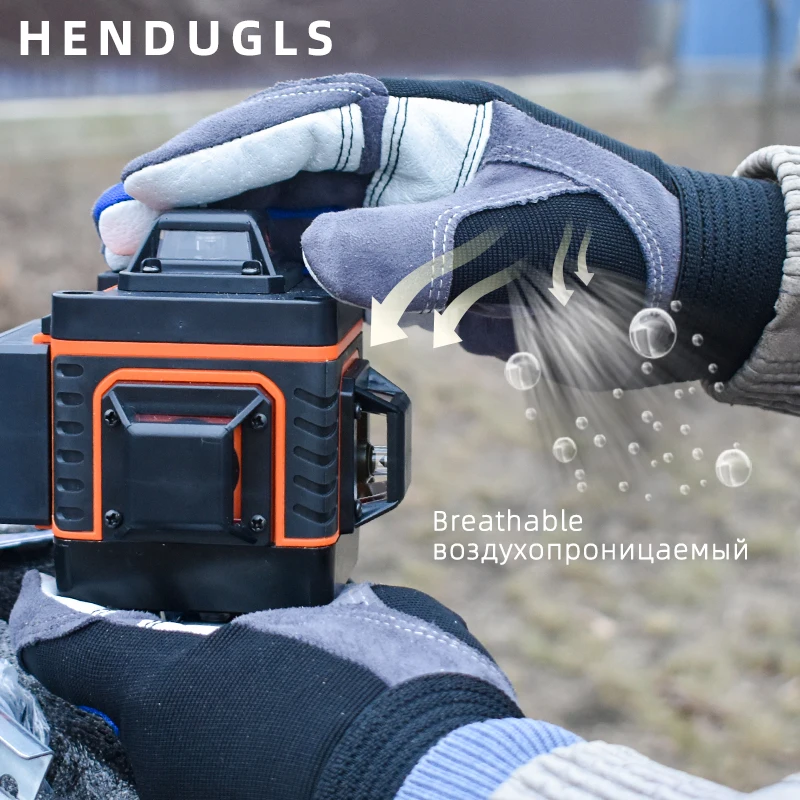 Рабочие перчатки HENDUGLS 1 пара черные белые защитные с прострочкой Зимние для пеших