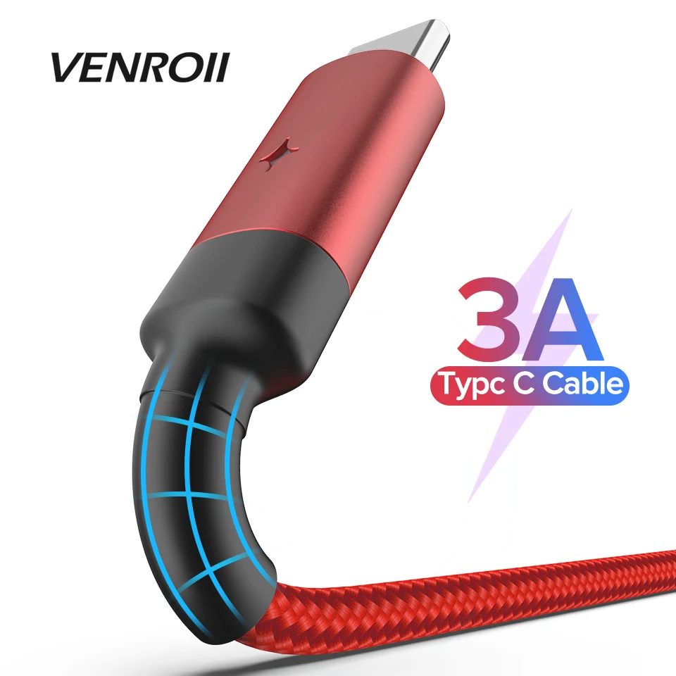 USB кабель 3A Type C для быстрой зарядки и синхронизации данных Samsung A50 A70 S9 Xiaomi Redmi K20 Note 7