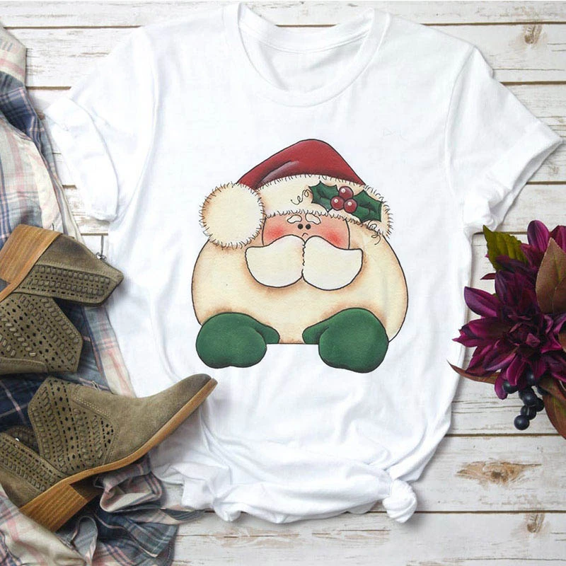 

Women/Men Merry Christmas Santa Claus December Print T-shirt Fashion Graphic T Shirts Female Kawaii Casual Short Sleeve Tops Tee