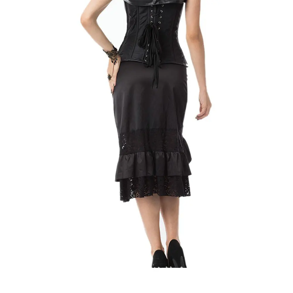 Новогоднее платье для вечерние Черная кружевная юбка в стиле панк-рок готика с