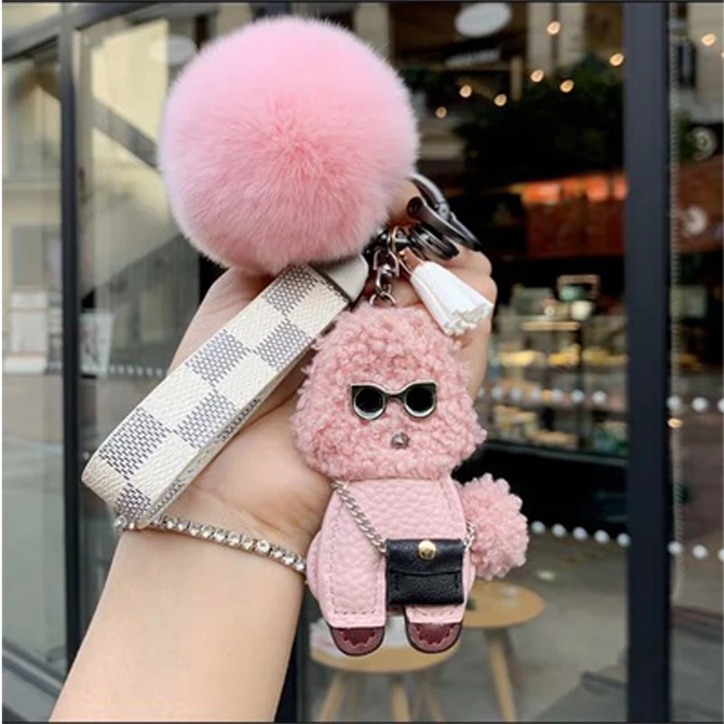 

High-End Atmosphere Men's Women's Keychain ring Fashion Leather Cute Bag Pendant Auto Accessories Boutique Key Ring Couple Gift