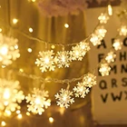 СВЕТОДИОДНАЯ Гирлянда в виде снежинки, s-образный шнурок с мерцающими рождественскими лампочками, питание от USB, на батарейках, сказосветильник светильник для рождественского и Новогоднего декора, 2040 светодиодов