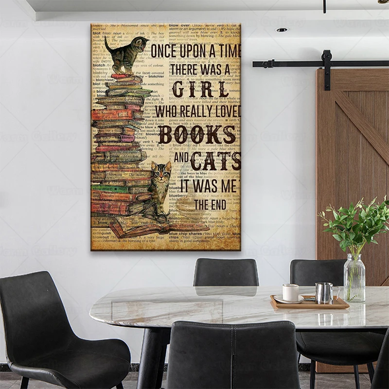 Кошка однажды была девушка которая действительно любит книги и таблички картина