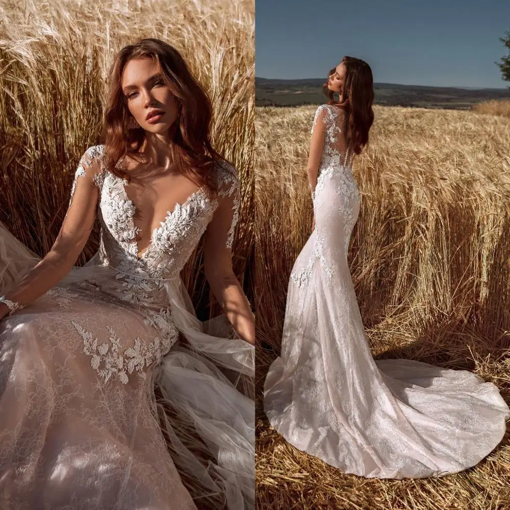 

Сетчатая ткань с v-образной горловиной Свадебные платья Русалочки кружевное платье с аппликацией и длинными рукавами свадебные туфли с низ...