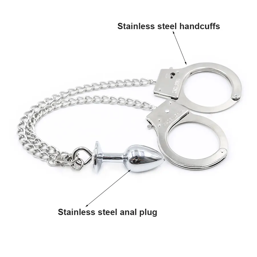 Наручники из нержавеющей стали анальная пробка SM секс игры для взрослых игрушки