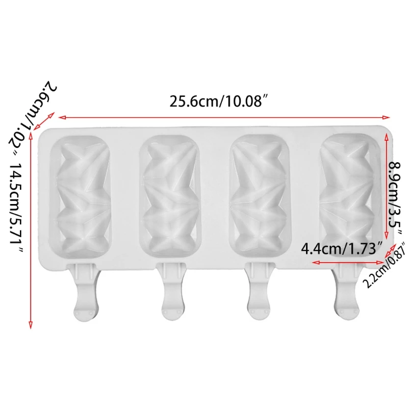 

4 Cells Popsicle Tray Silicone Mold DIY Ice Cream Mould Pan Summer Party Tools