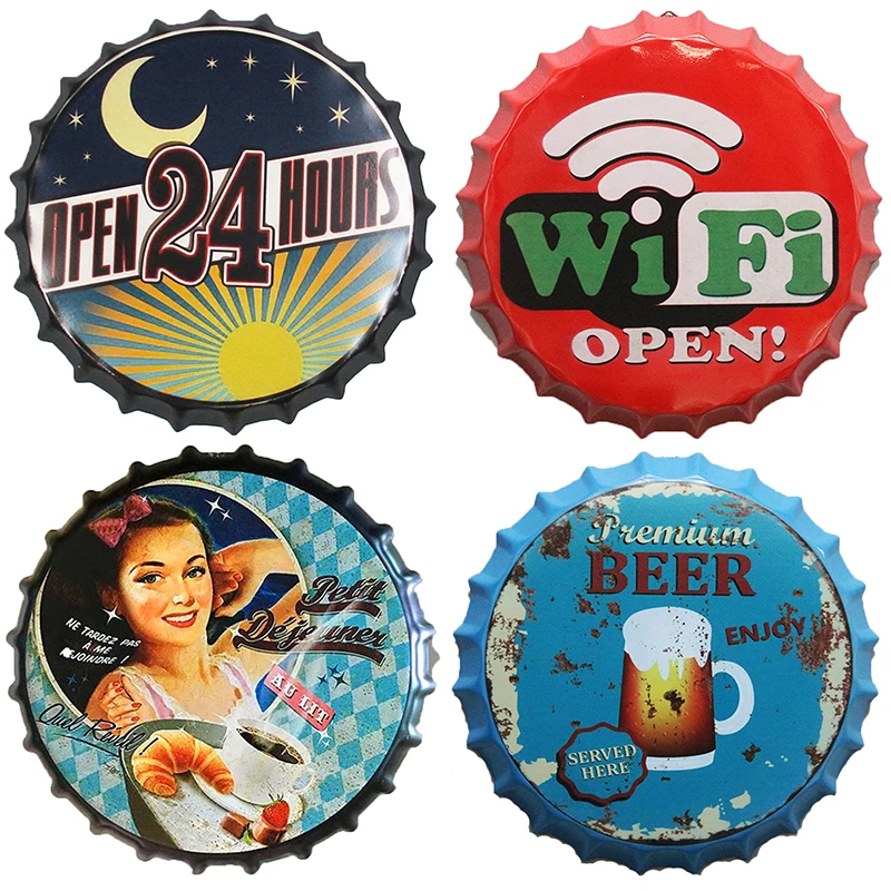 Пивная бутылка Кепки плакат ретро Кофе колы из металла наклейки в стиле кафе бар