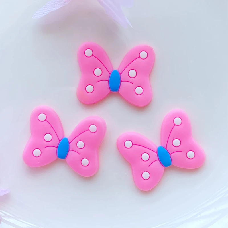 40 штук мягкого клея милый мультяшный бант из ПВХ с плоской задней стороной