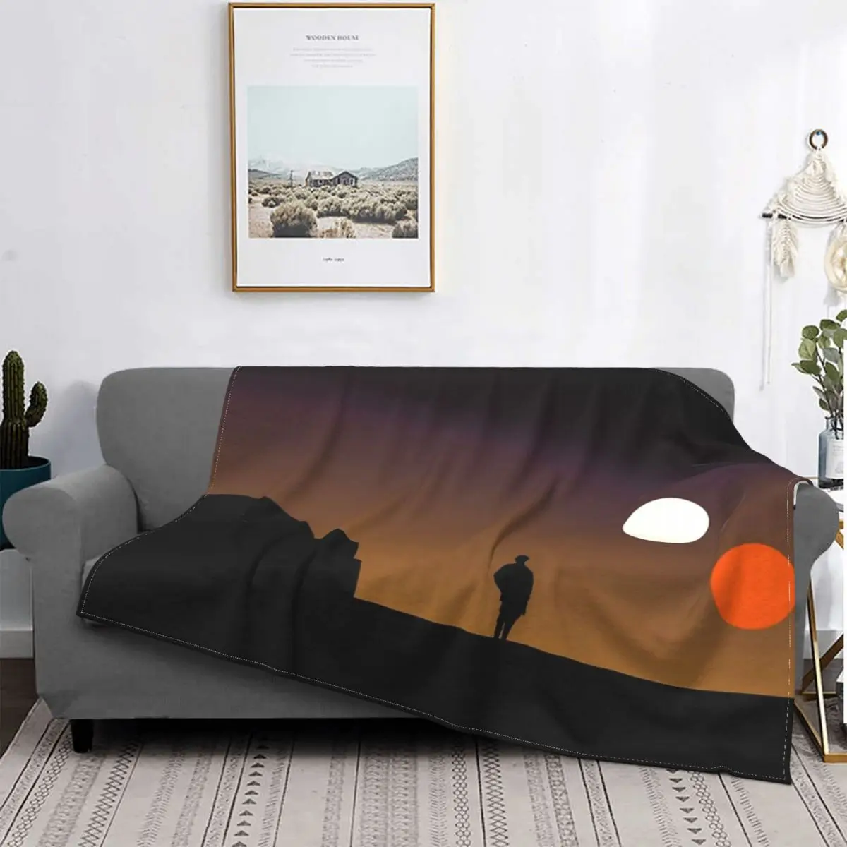 

Manta doble de puesta de sol, cubrecamas a cuadros para cama, sofá y cama, ropa de cama y fundas