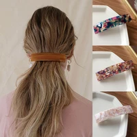 fashion geometric rectangle hair clips leopard print floral barrettes women hairpins bangs clips acetate resin hair accessories