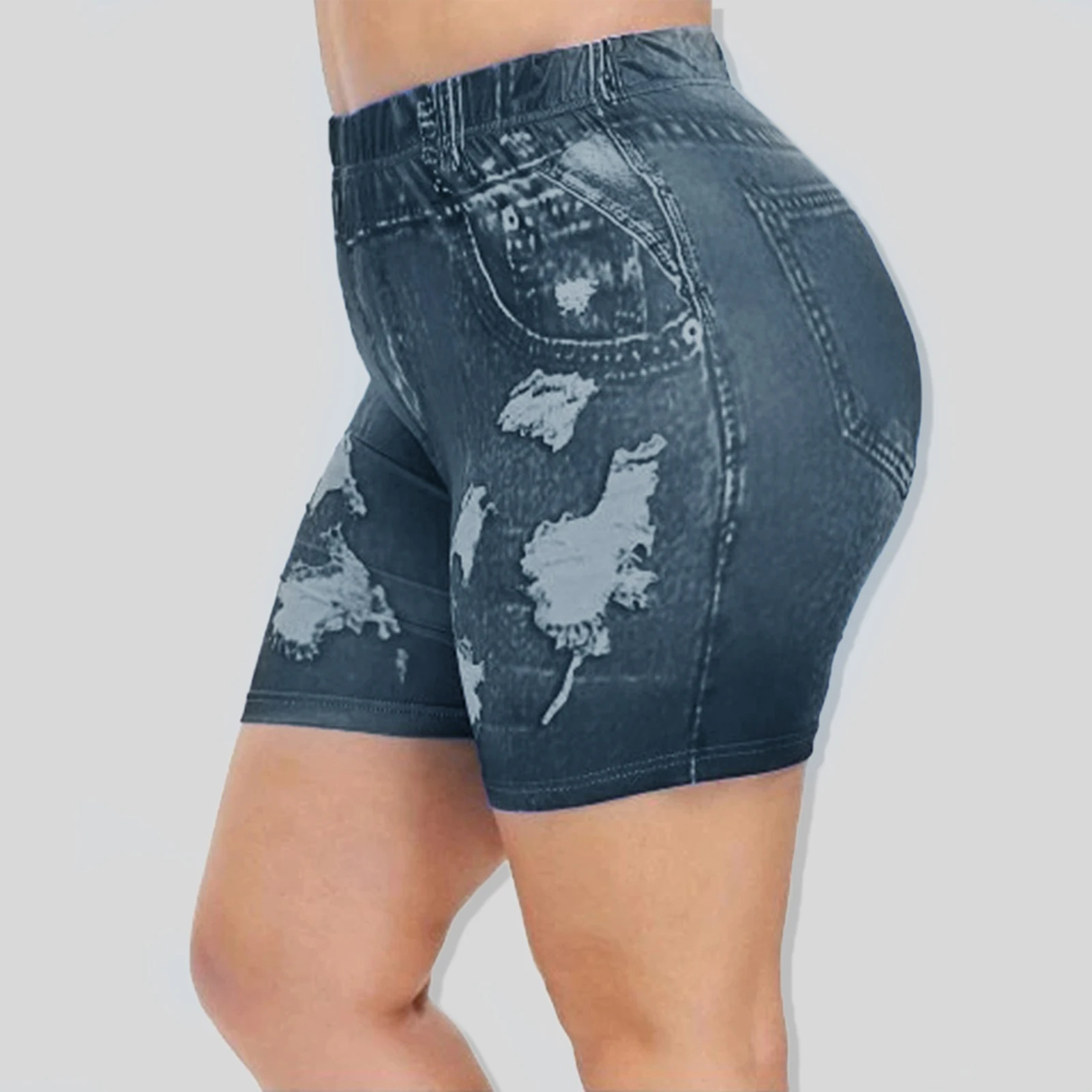 

2021 Casual Stylish Women High Waist Ripped Elastic Jeans Slim Shorts Hot Pants Denim Shorts High Waist Plus Size Sexy Shorts