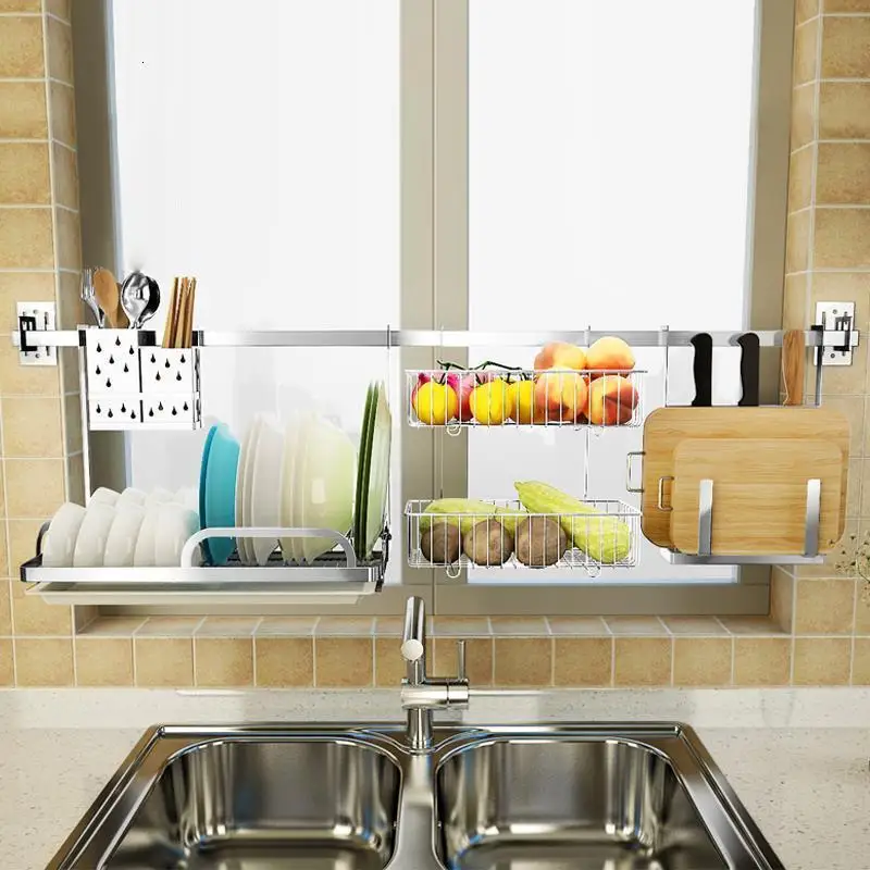 Дальность Организация сушилка для посуды Organizador Cocina нержавеющая сталь Cozinha кухня Mutfak кухонный стеллаж для хранения держатель