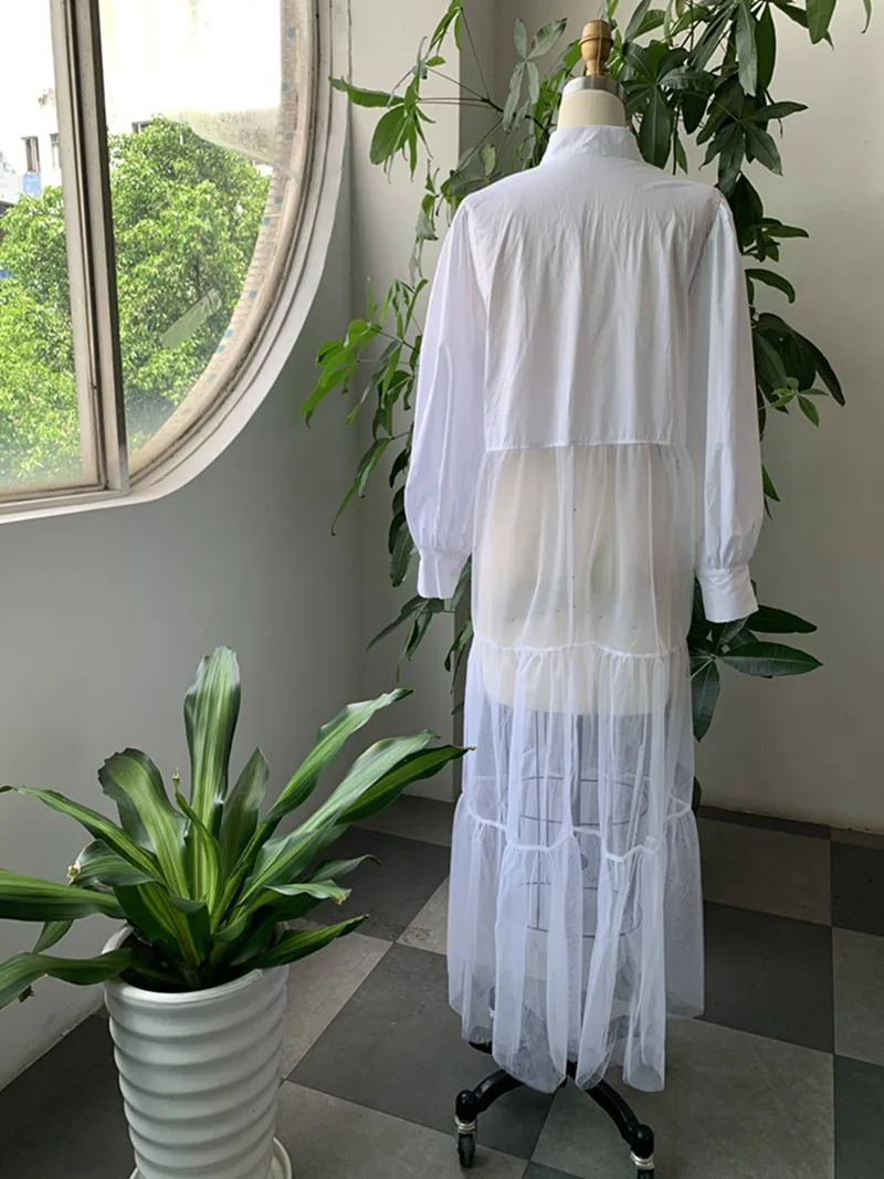 Белое Женское длинное платье-рубашка осень 2021 африканская мода женское