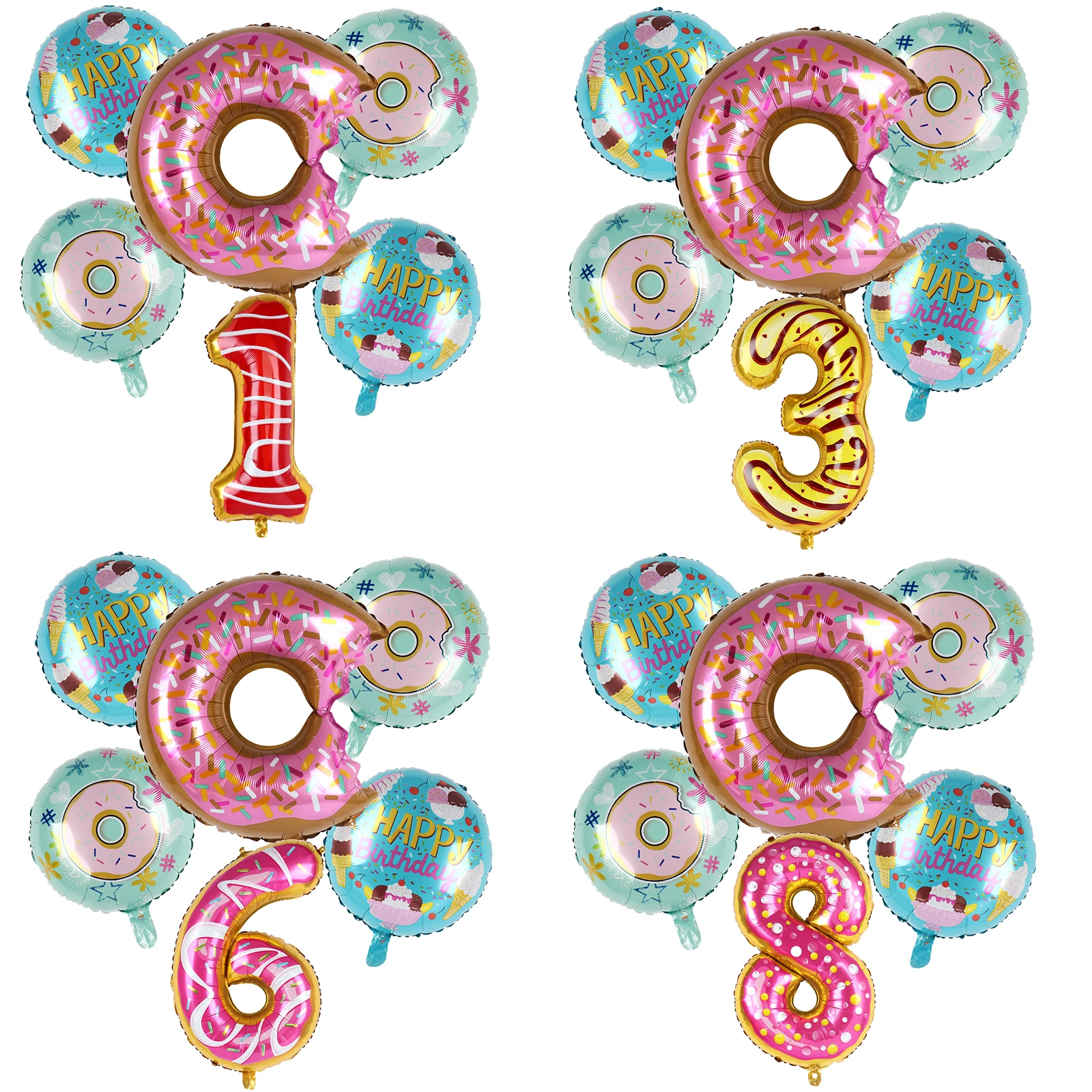 

7Pcs/Lot Donut Balloon 1st Birthday Party Decoration Kids Candy Bar Number Donut Party Ballon Baby Shower Helium Globos
