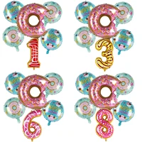 7pcslot donut balloon 1st birthday party decoration kids candy bar number donut party ballon baby shower helium globos