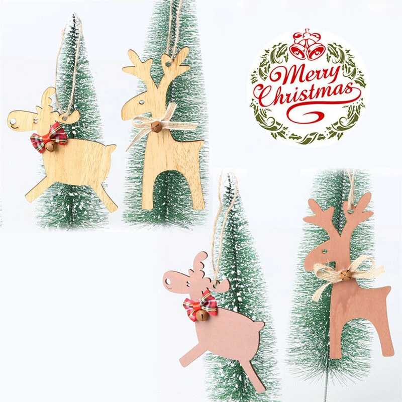 10 шт. Рождество с принтом олень Деревянные Подвески Украшения для рождественской