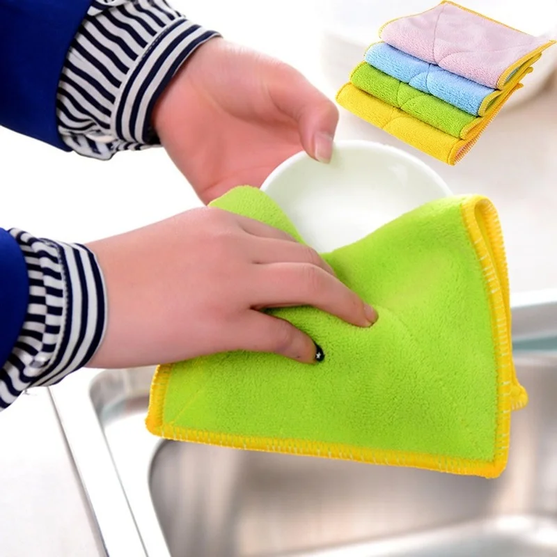 Двухстороннее полотенце для рук из микрофибры кухонная ткань посуды