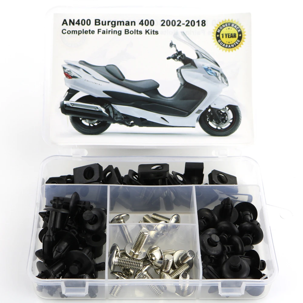 Silver Для Suzuki AN400 Burgman 400 2002- мотоцикл Полный Обтекатель Болты комплект обтекателей зажимы гайки OEM стиль корпуса Винты сталь - Цвет: Silver