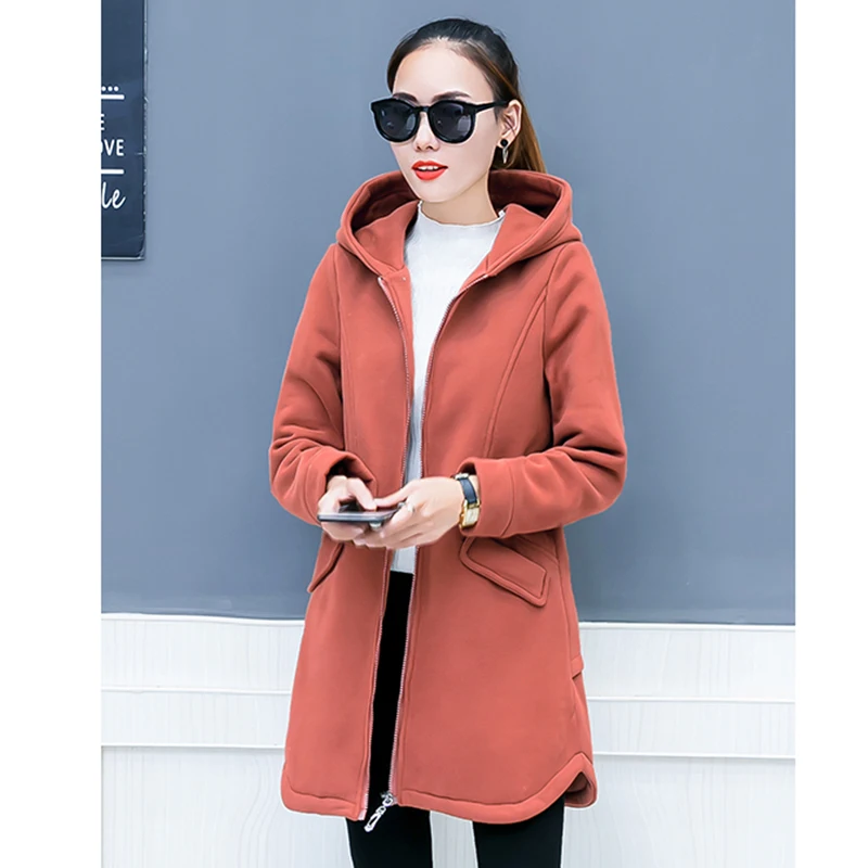 Женская флисовая куртка с капюшоном Длинная ветровка размера плюс 4XL теплая