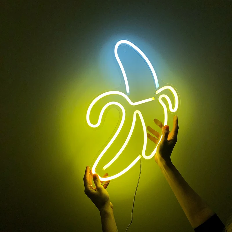 Banana Shape Neon Light Signs Room Wall Decor Lamp LED Neon Sign Lamp Wall Art Neon Night Lights Hanging Led Lamp For Party