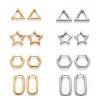 5 pairs stainless steel geometric huggie hoop earrings oval square star triangle earrings for women fashion jewelry ear buckle