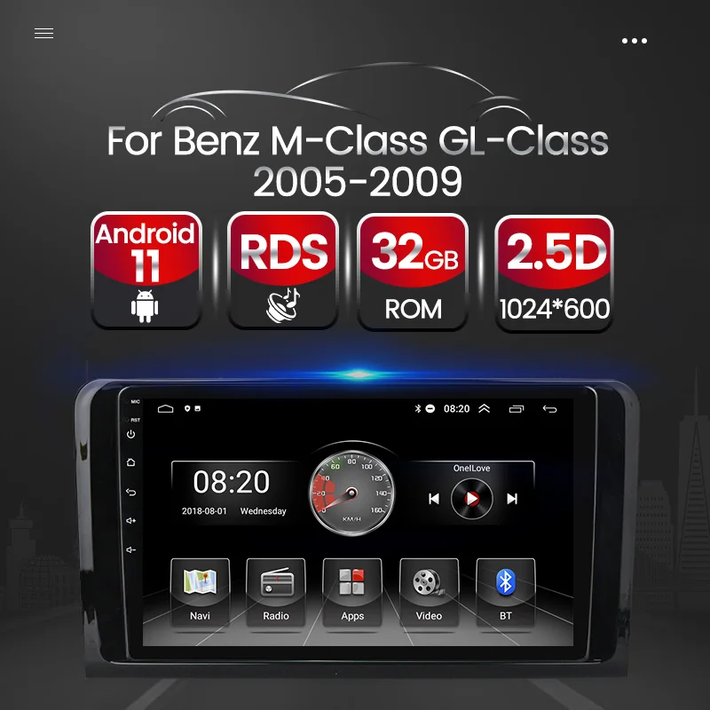 Автомагнитола 2.5D стерео система на android с GPS Навигатором для Mercedes Benz M Class W164 GL X164 ML