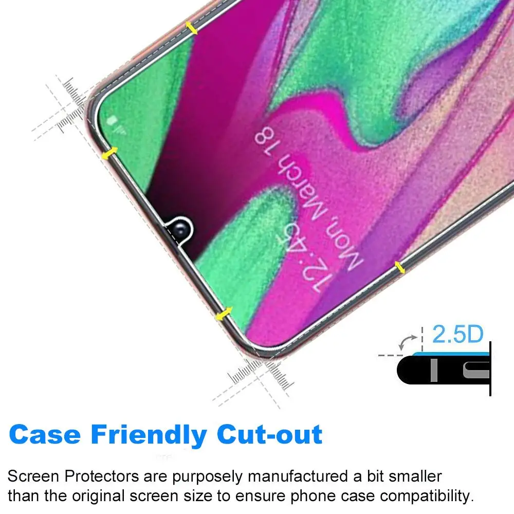 Защитное стекло для Samsung Galaxy A40 закаленное премиум-класса A405 HD 2.5D пленка без