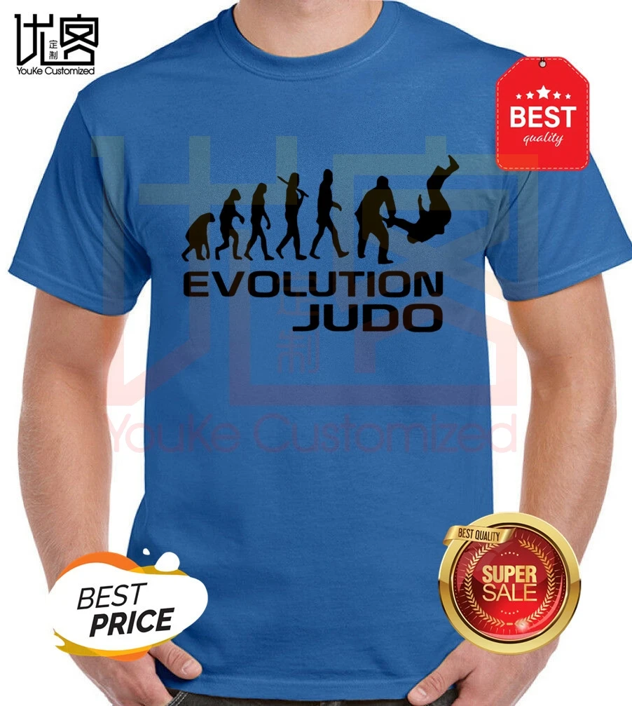 Эволюция дзюдо забавная взрослая Футболка мужская летняя 100% хлопковая команда