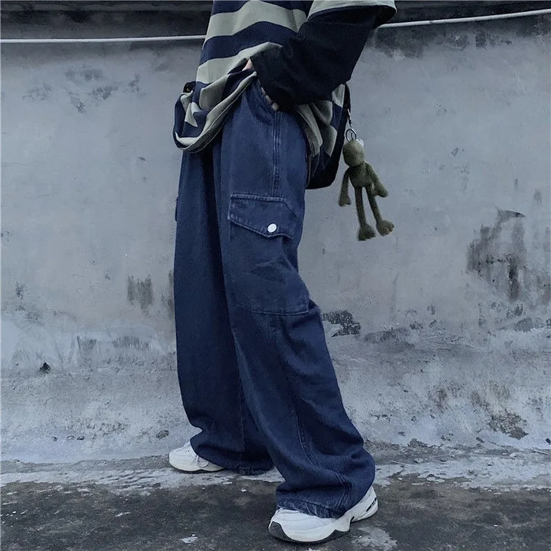 Джинсы NiceMix мужские в стиле ретро однотонные свободные тонкие джинсовые